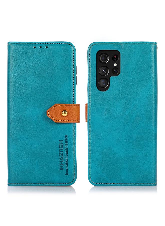 S-TOP Case For Samsung Galaxy S25 Ultra 5G KHAZNEH Dual-color Cowhide Texture Flip Leather Phone Case