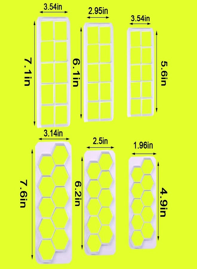 PKEAFC 12 Pcs Cake Fondant Cutter, Fish Scale Fondant Cutters 4 Size Geometric Biscuit Cutters Cake Decorating Cookie Cutter Cake Border Decorating Tool for Square & Hexagon Cookie Cutters - Image 3