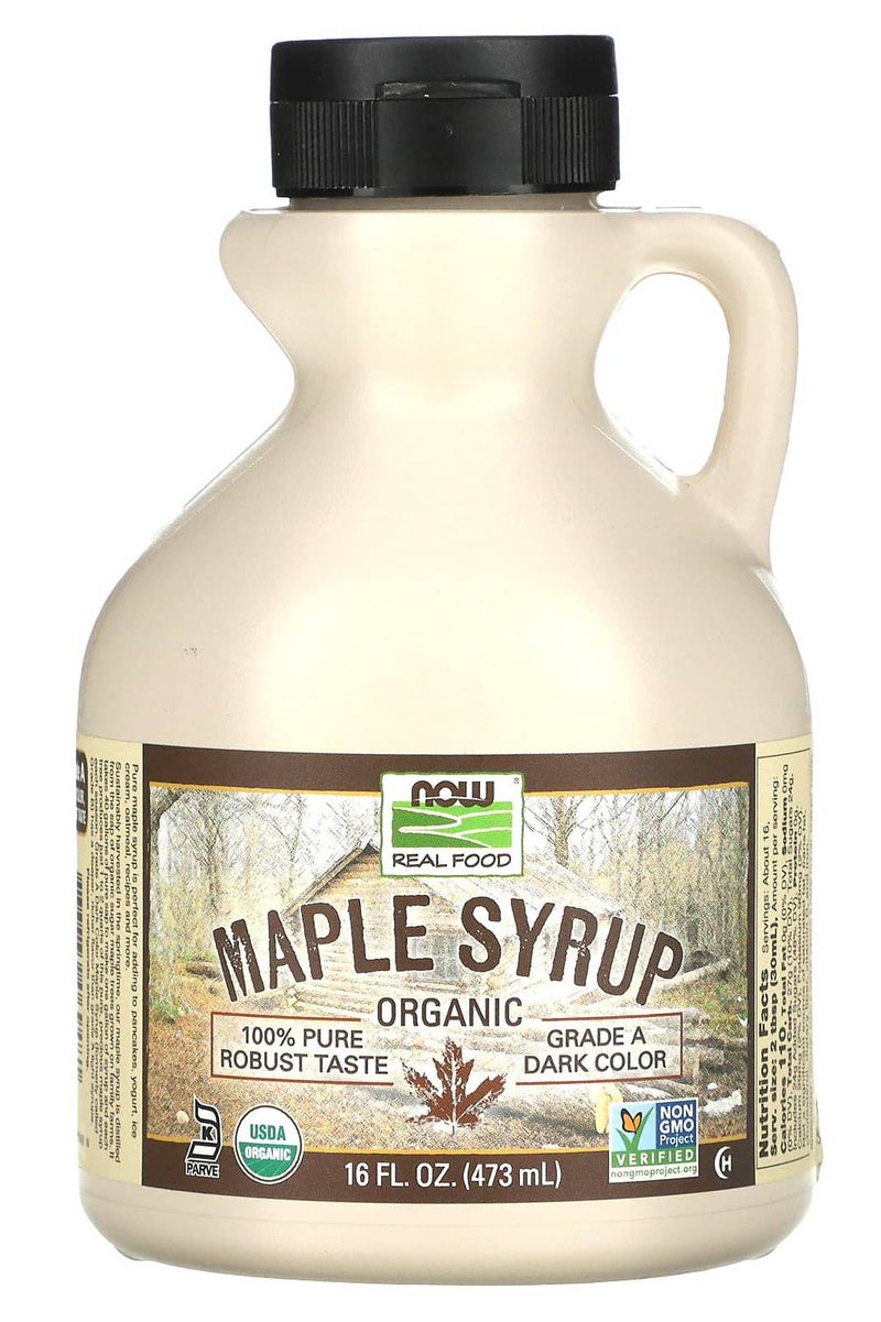 now Organic Maple Syrup, Grade A, Dark Color, 16 fl oz (473 ml) - Image 1