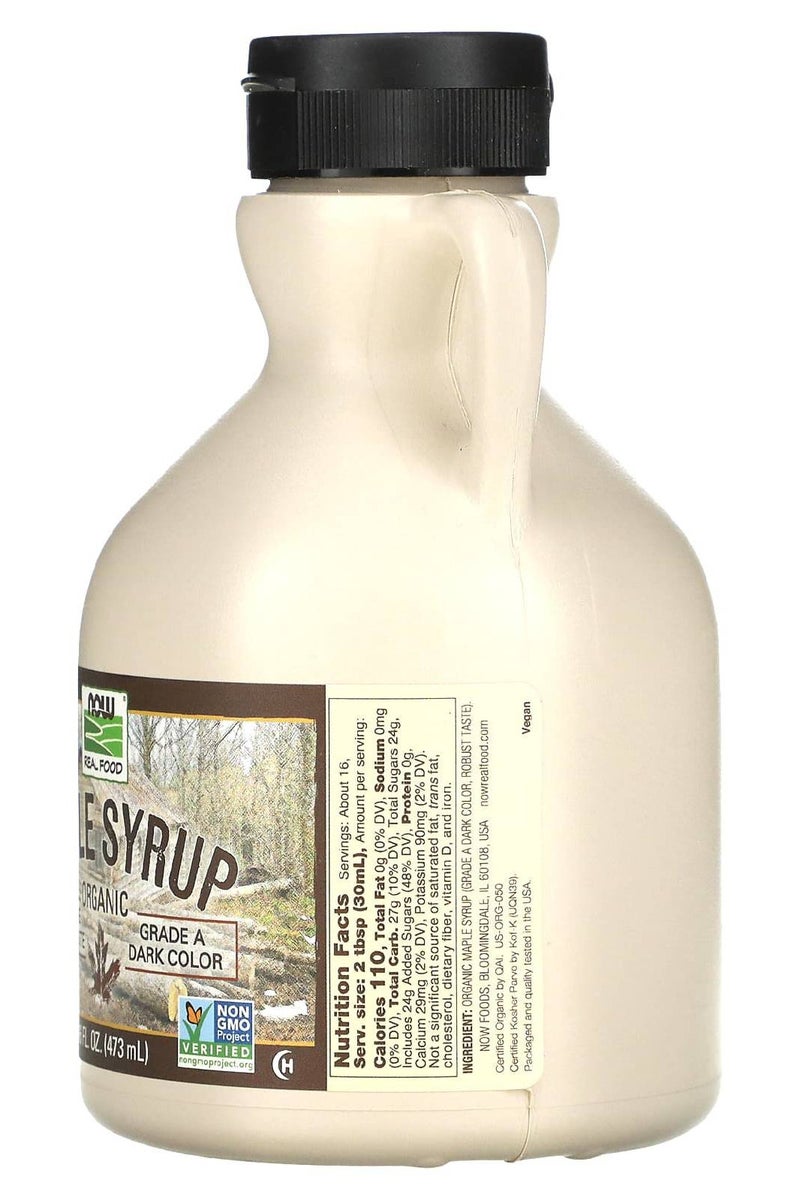 now Organic Maple Syrup, Grade A, Dark Color, 16 fl oz (473 ml) - Image 2