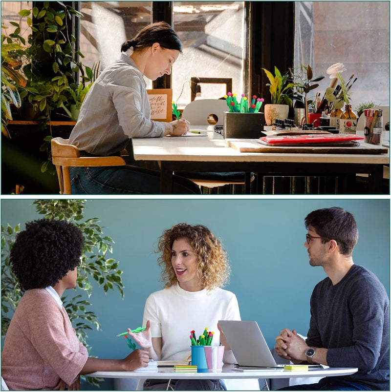 Teling 36 قلم رولر على شكل صبار مجموعة أقلام جل نباتية مبتكرة قلم جيل أسود على شكل صبار مع زهرة لمستلزمات المدرسة الصيفية المنزلية والمكتب هدية 3 ألوان - Image 5