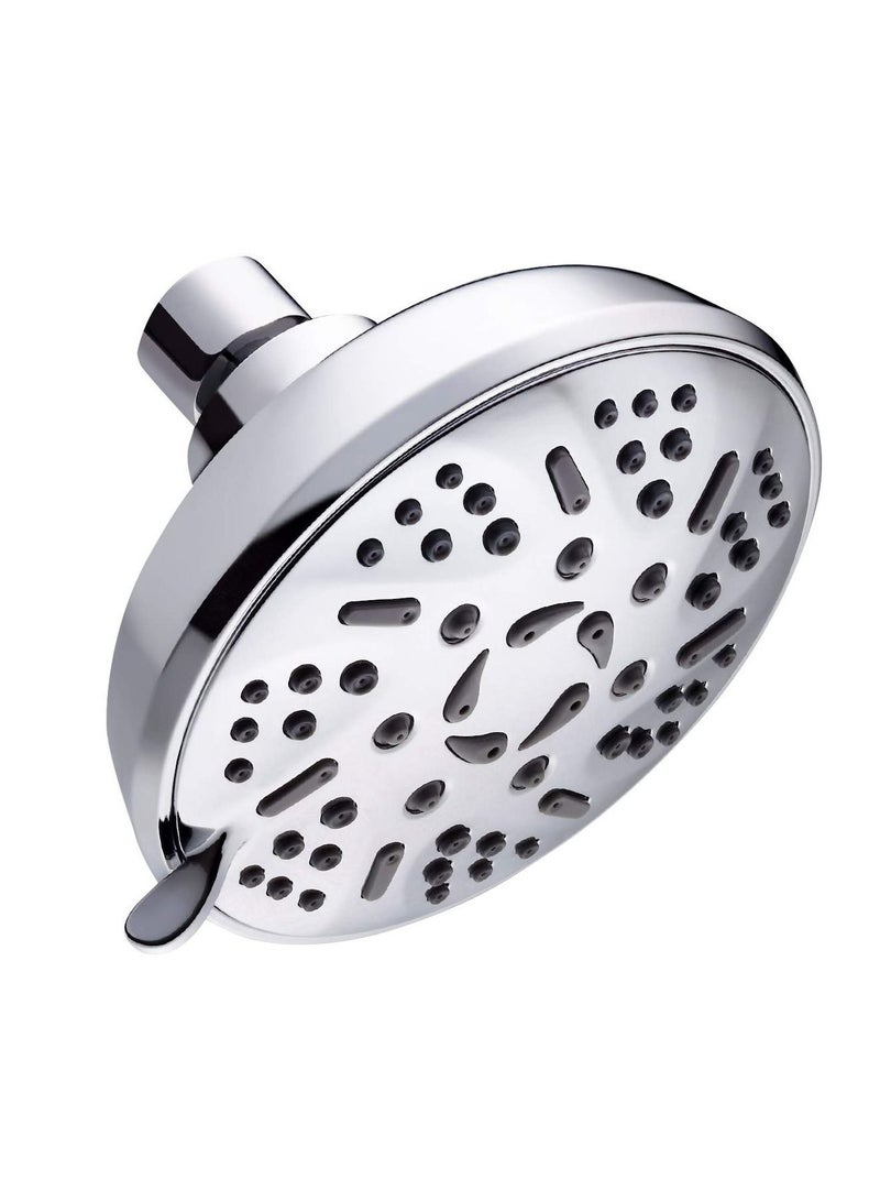Shower Head, Rainfall ShowerHead, 6 Inches High-Pressure with 9 Spray Modes - Replacement for Bathroom Heads Anti-Clogging Silicone Nozzles, Brass Angle-adjustable Ball Joint - Image 1