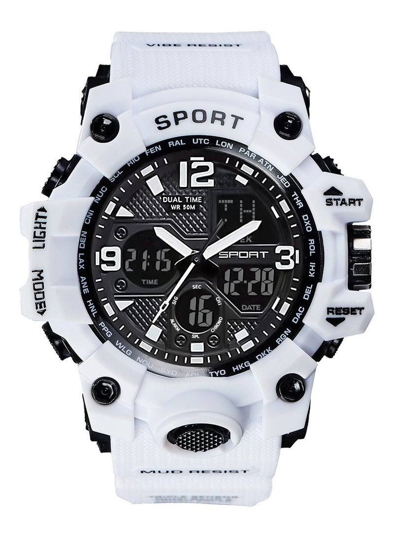 Sanda Watches for Men Multifunctional Waterproof Watch Outdoor Sports Chronograph Electronic Watch White - Image 1