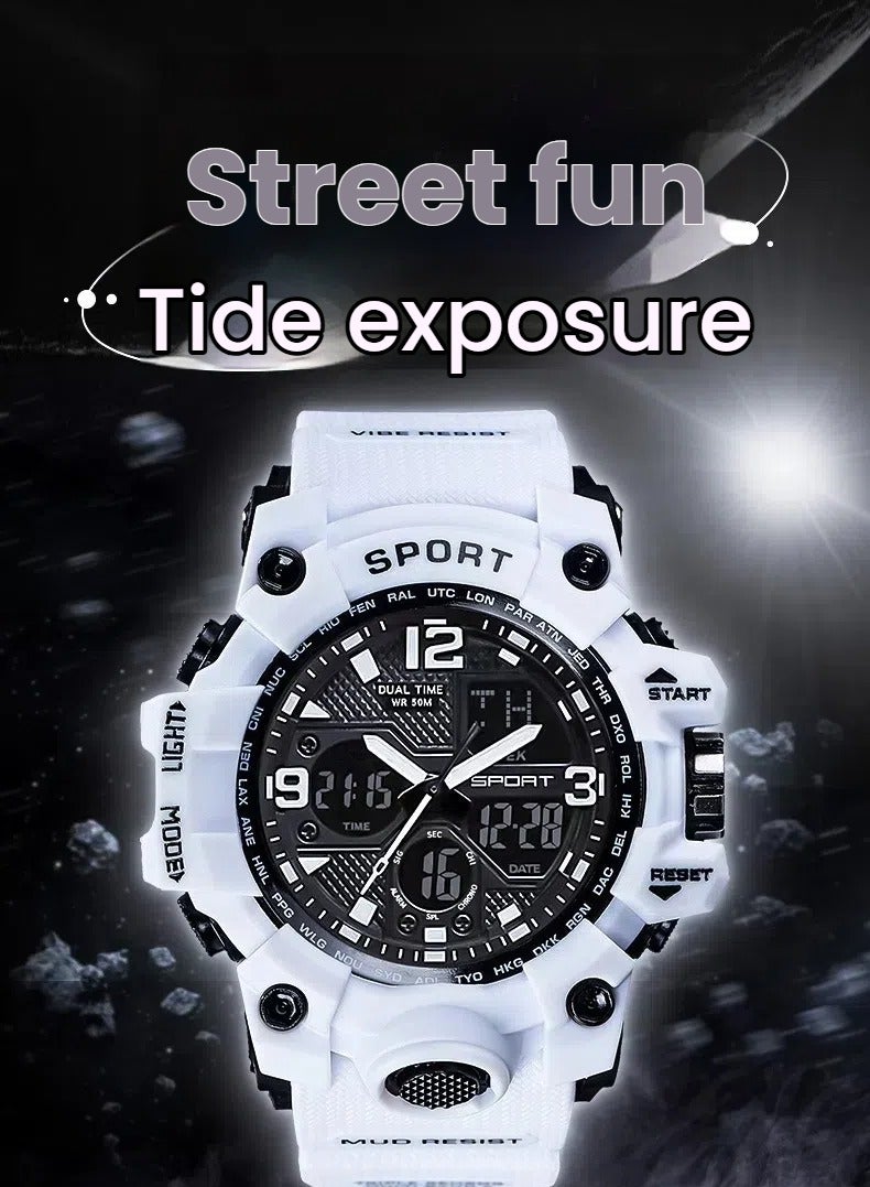 Sanda Watches for Men Multifunctional Waterproof Watch Outdoor Sports Chronograph Electronic Watch White - Image 4