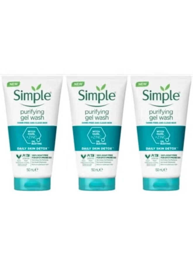 simple 3 packs of Simple Purifying Gel Wash 150 ml - Image 1