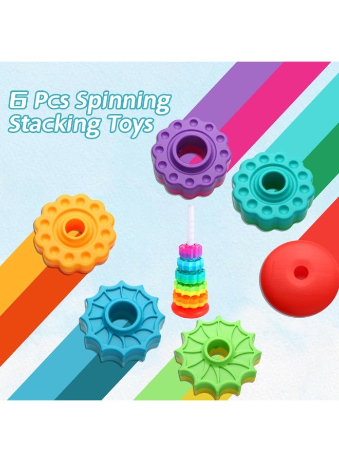 Relex Spinning Stacking Toys, Rainbow Tower, Kids Stackable Spinning Toy, Educational Toy for Toddlers 1-3, Strong ABS Plastic, Color & Shape Recognition, Builds Sensory & Motor Skills - Image 3