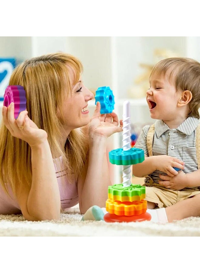 Relex Spinning Stacking Toys, Rainbow Tower, Kids Stackable Spinning Toy, Educational Toy for Toddlers 1-3, Strong ABS Plastic, Color & Shape Recognition, Builds Sensory & Motor Skills - Image 5