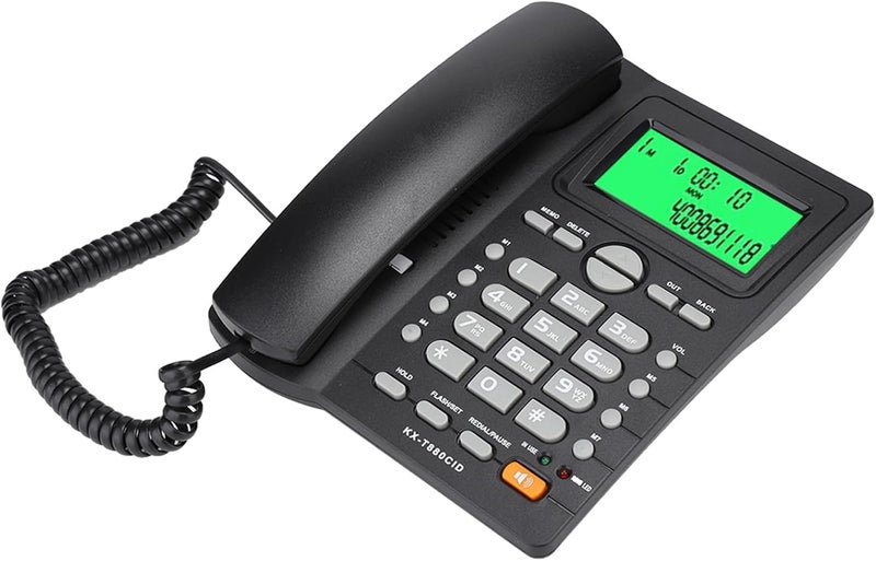Drfeify Caller ID Display with Clear Sound, Home Landline Telephone Mute Function, ABS, Black (Black) - Image 1