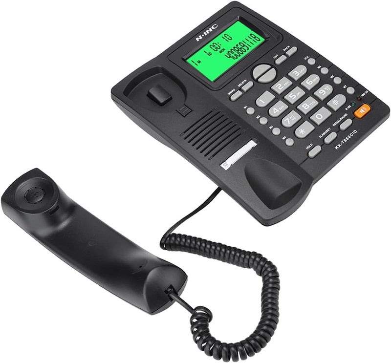 Drfeify Caller ID Display with Clear Sound, Home Landline Telephone Mute Function, ABS, Black (Black) - Image 3