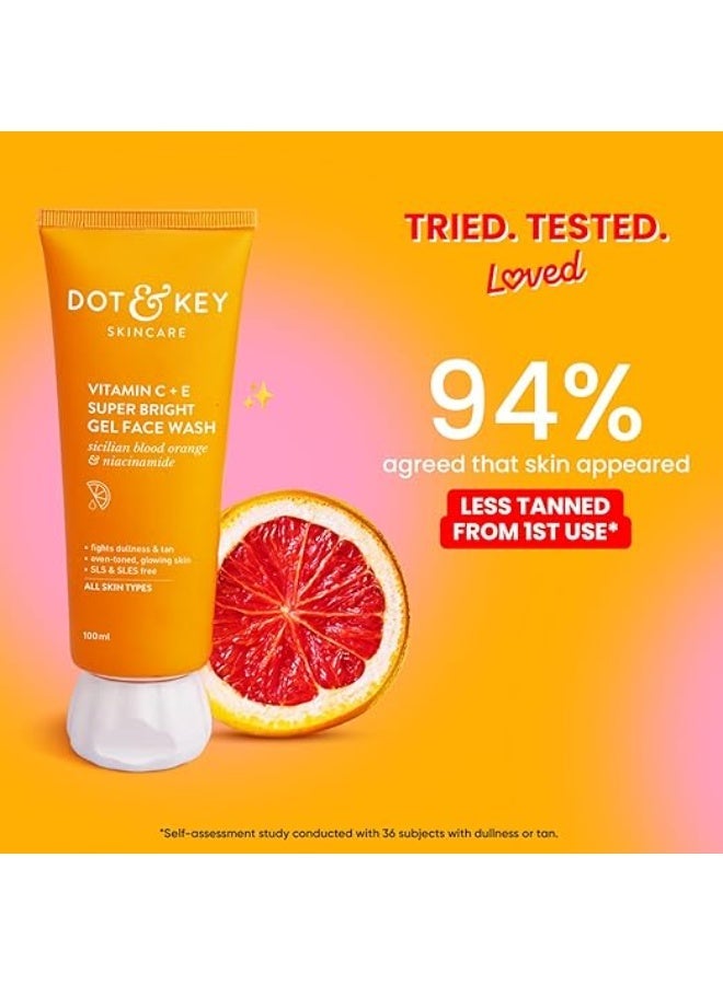 DOT & KEY Vitamin C + E Super Bright Gel Face Wash For Glowing And Brightening Skin | All Skin Types| With Triple Vitamin C| Face Wash For Women & Men|100 Ml - Image 4