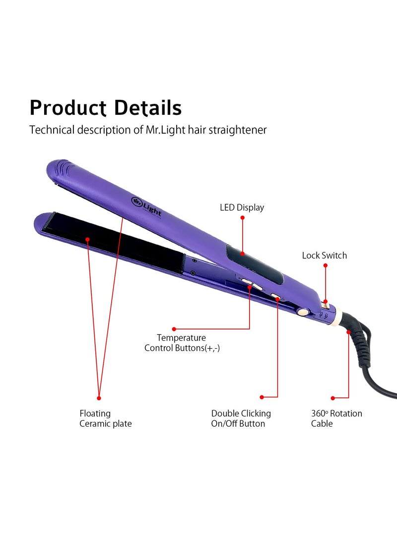 Mr. Light Professional Beauty Hair Straightener Flat UP Shine ON LED Indicator Light Fast Heating Auto Off Protection Lock Switch - Image 2