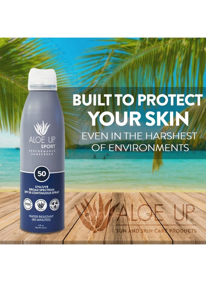 Aloe Up Loe Up Sport Spf 50 Sunscreen Spray Unscented Sunscreen Spray Protects From Uv With Aloe/Quickdrying Nongreasy Spray Safe For Face Or Body/Reef Safe Made In Usa / 6 Oz  - Image 4