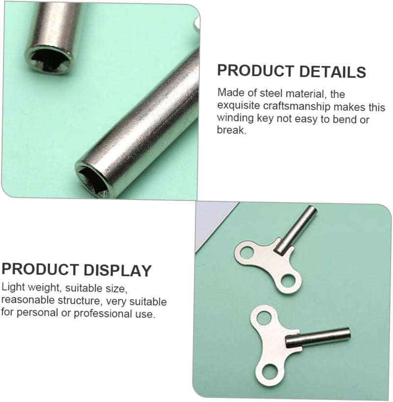 Uonlytech 2 Pcs Clock Key Timeclock Clock Winding Keys Clock Winding Key Tool Hotfix Tool Spanner Key Wind Alarm Clock Wind-up Key Clocks Key for Mechanical Pro Tools Steel Tool Major - Image 3