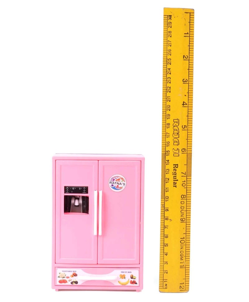 Ratna's Plastic Toy Refrigerator Role Play Household Kitchen Appliance Miniature Toy for Kids, Pink - Image 3