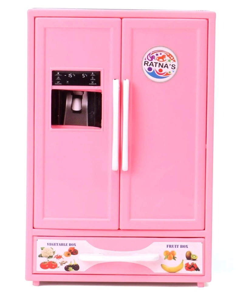 Ratna's Plastic Toy Refrigerator Role Play Household Kitchen Appliance Miniature Toy for Kids, Pink - Image 2