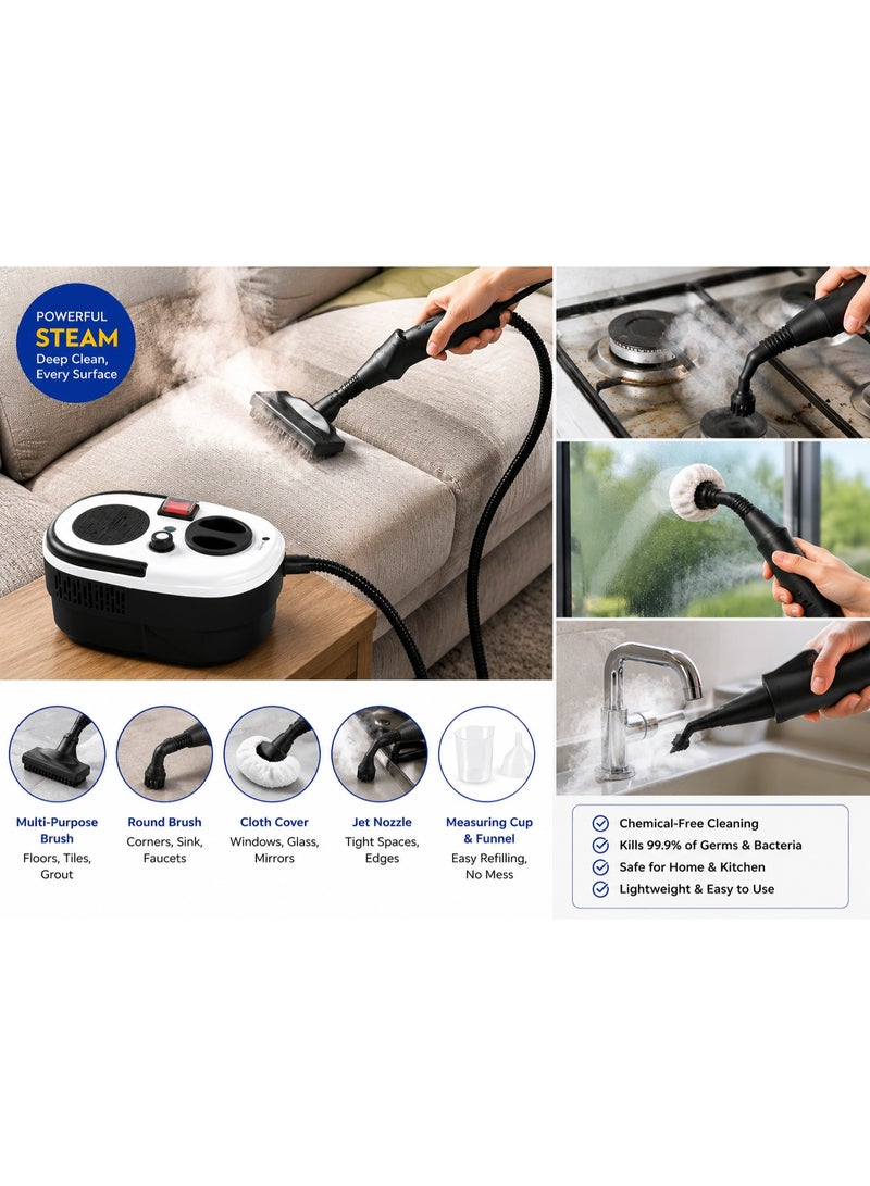 CHAPPELINE 2500W High Pressure Steam Cleaner – 900ml Handheld Steam Cleaning Machine for Home, Kitchen, Bathroom & Car | Multi-Surface Deep Cleaning - Image 2