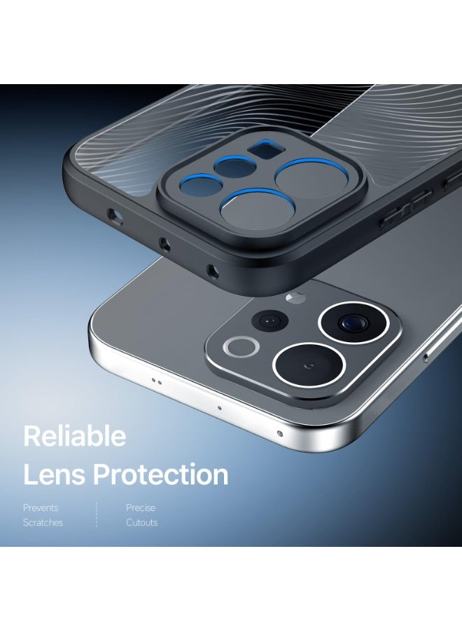 general Clear Case Compatible with Vivo V70 5G, Flowing Lines Matte Frosted Transparent Back Cover Anti-Fingerprint Anti-Fall PC+TPU Shockproof Protective Cover - Image 5