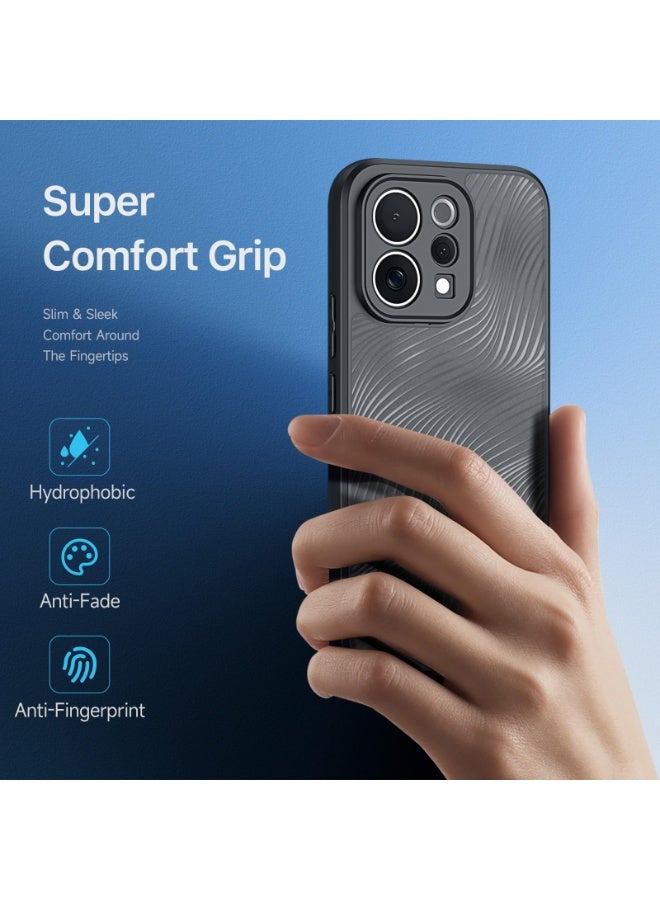 general Clear Case Compatible with Vivo V70 5G, Flowing Lines Matte Frosted Transparent Back Cover Anti-Fingerprint Anti-Fall PC+TPU Shockproof Protective Cover - Image 3