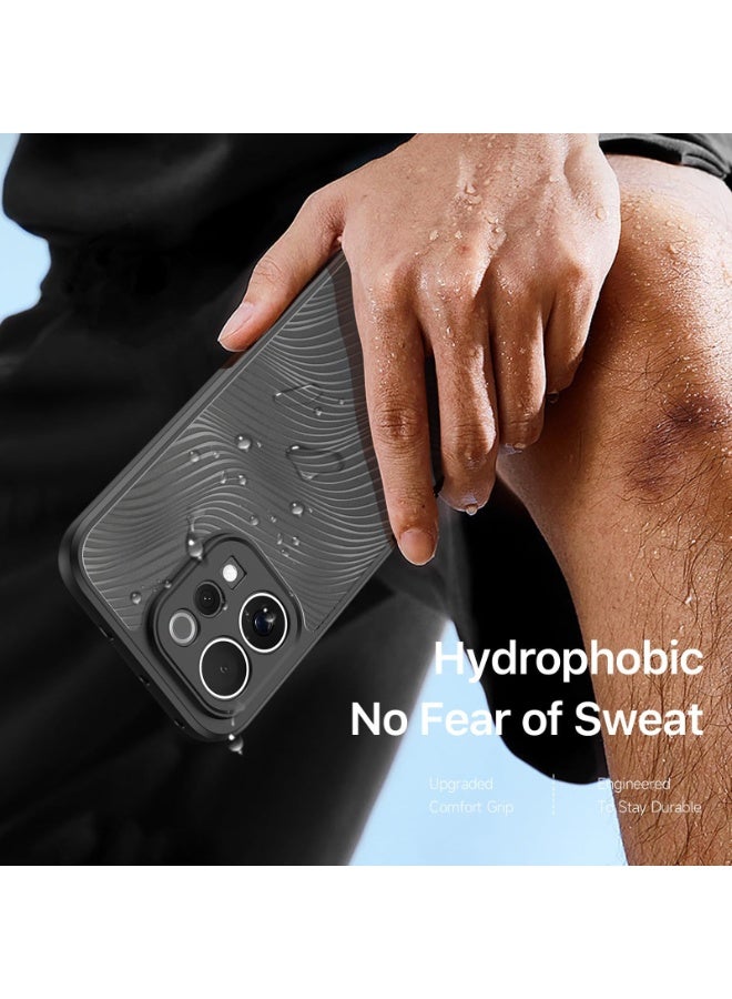 general Clear Case Compatible with Vivo V70 5G, Flowing Lines Matte Frosted Transparent Back Cover Anti-Fingerprint Anti-Fall PC+TPU Shockproof Protective Cover - Image 4