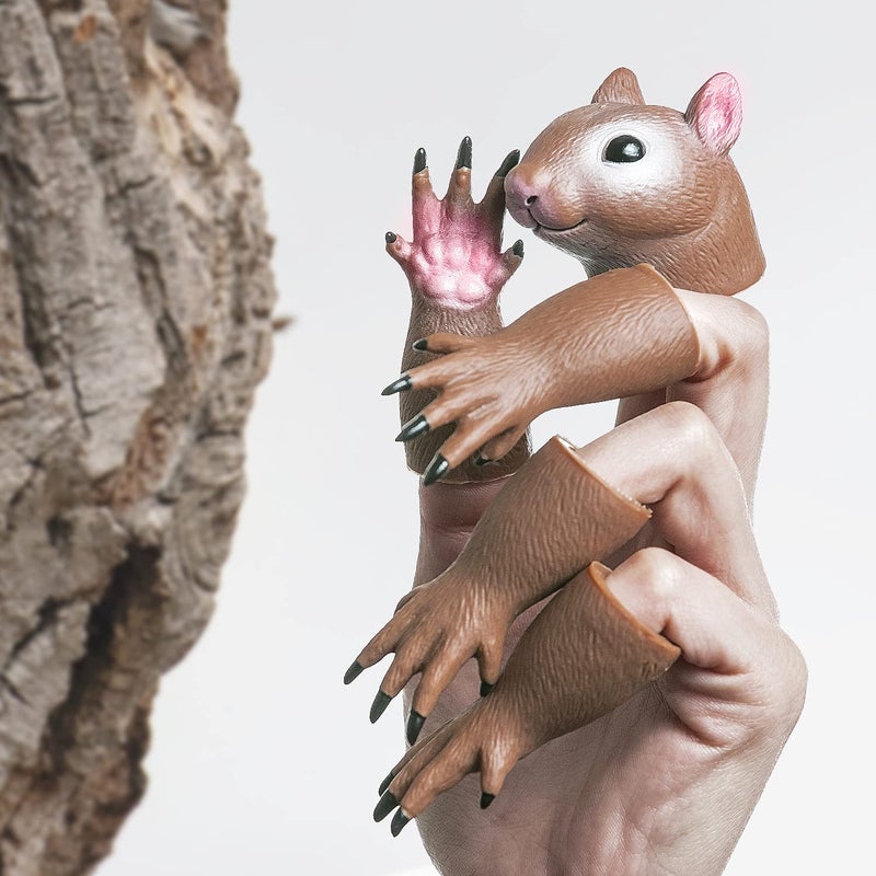 AQKILO Squirrel Finger Puppet Set, Animals Puppet Show Theater Props, Novelty Toys Weird Stuff Gifts - Image 3