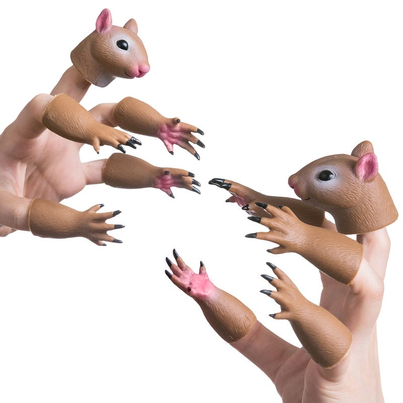 AQKILO Squirrel Finger Puppet Set, Animals Puppet Show Theater Props, Novelty Toys Weird Stuff Gifts - Image 5