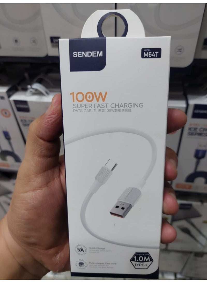 سيندم كابل شحن احترافي بقوة 100 واط – متين ومثالي للشحن ونقل البيانات - متوافق مع Type -C - Image 2