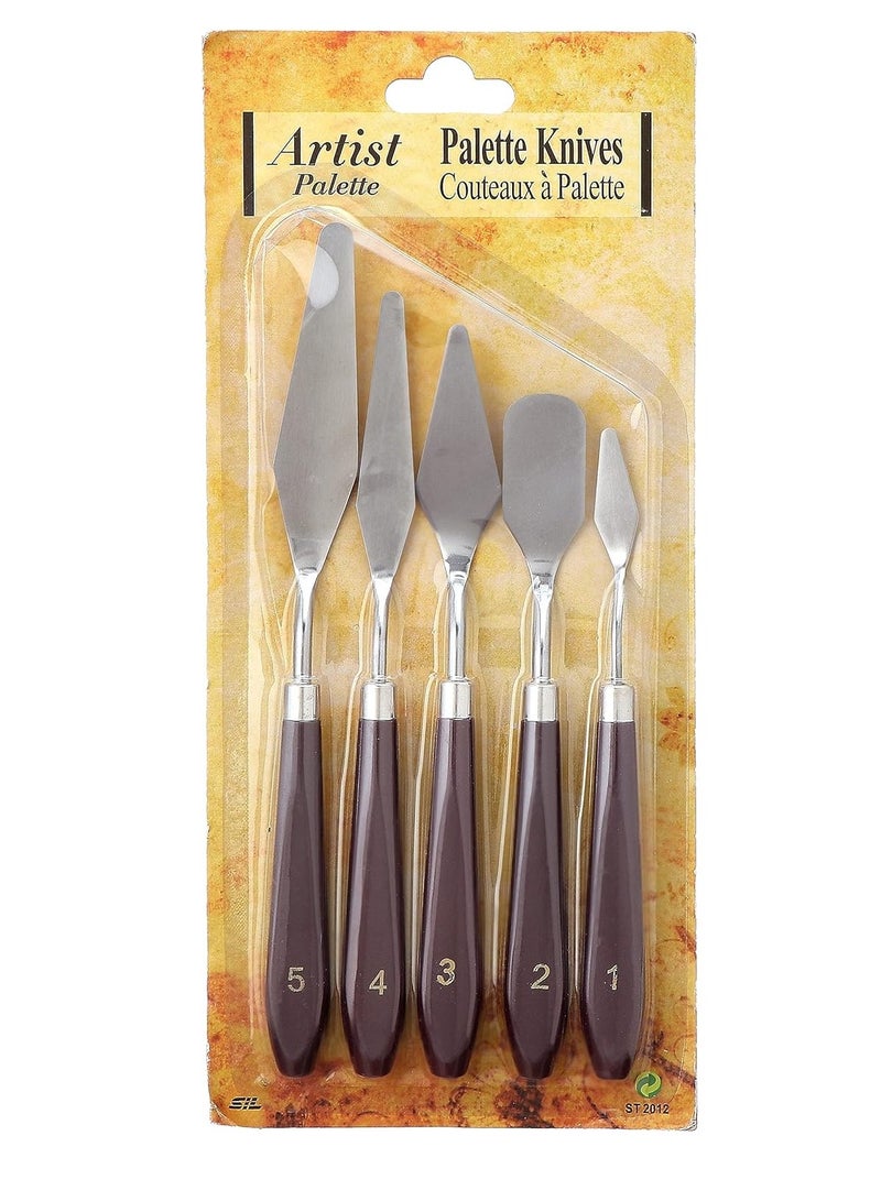 Stainless Steel Palette Knife Mixed Scraper Set Spatula Knives 5pcs - Image 1