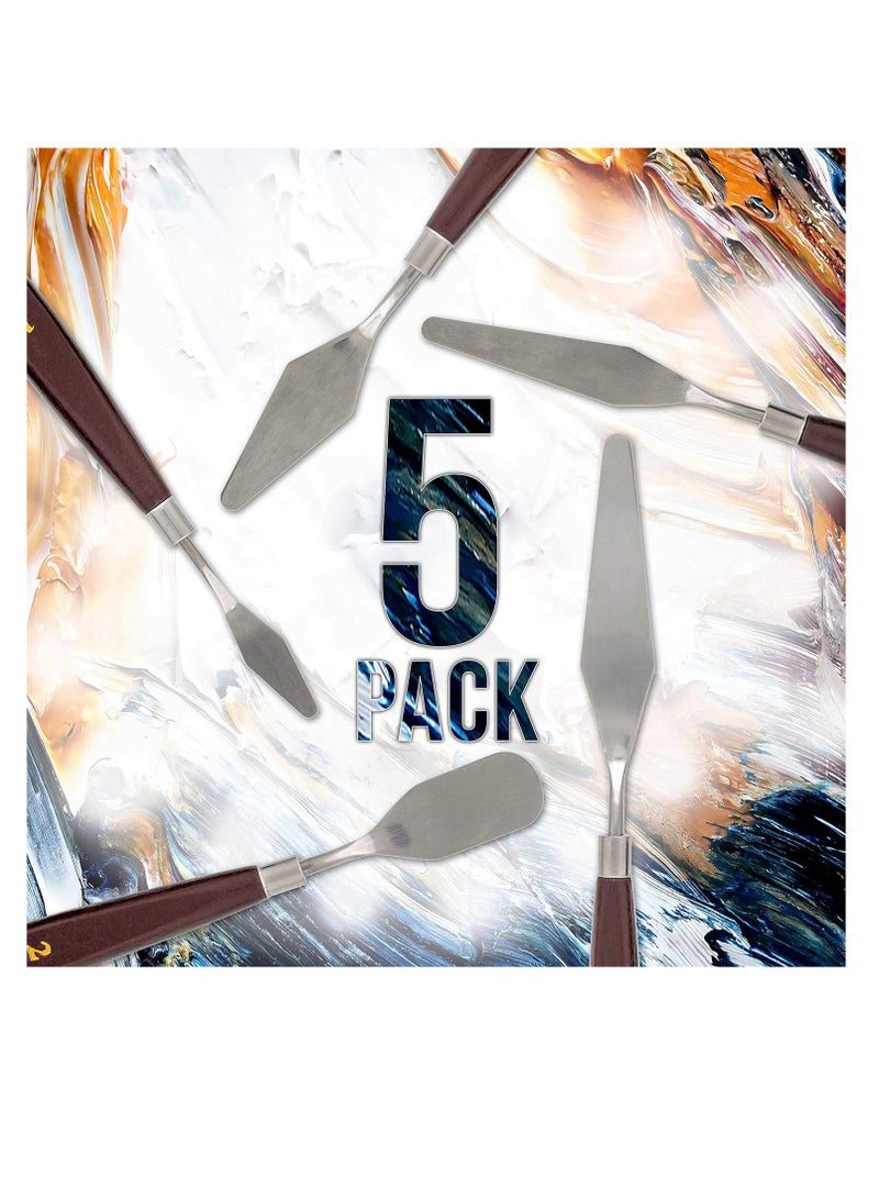 Stainless Steel Palette Knife Mixed Scraper Set Spatula Knives 5pcs - Image 3