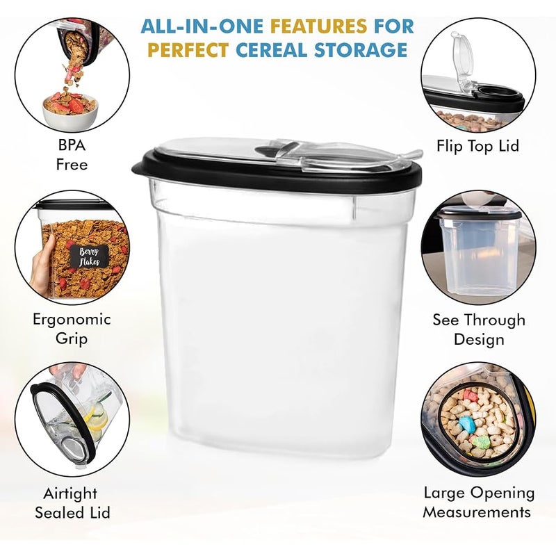 Shazo 3 Pack (5.2L, 2.8L,1.2L) Large Airtight Food Storage Cereal Containers for Bulk Food Storage BPA-Free Plastic Container, Pantry Organization and Canister for Rice, Pasta, Sugar & Flour - Image 2