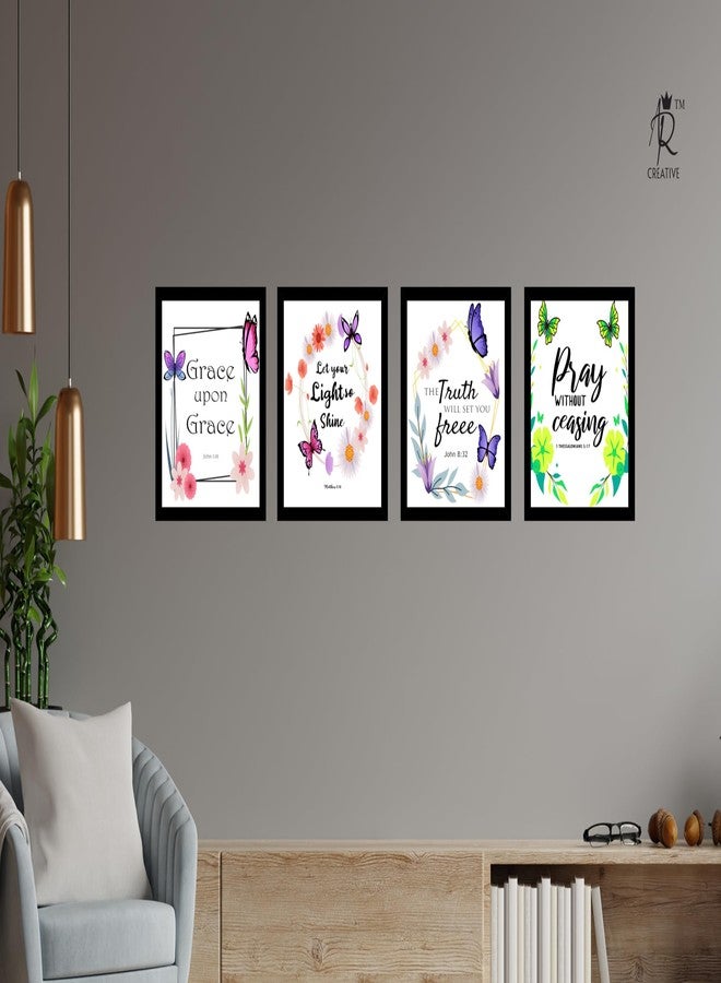 AR Creative لوحة جدارية من آر كرييتيف تحمل عبارة "نعمة عليك، دع الحق يباركك" - آية من الكتاب المقدس، مطبوعة باقتباسات من الكتاب المقدس مع إطار، ديكور منزلي ومكتبي، ملصق باقتباسات من الكتاب المقدس (10 بوصة × 10 بوصة)، مجموعة من 4 قطع - Image 2