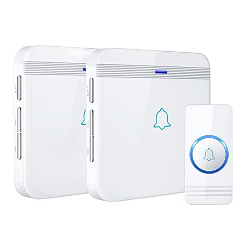 AVANTEK Wireless Doorbell, D-3W Waterproof Door Chime Kit Operating at over 1300 Feet with 2 Plug-In Receivers, 52 Melodies, CD Quality Sound and LED Flash - Image 1