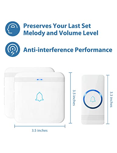 AVANTEK Wireless Doorbell, D-3W Waterproof Door Chime Kit Operating at over 1300 Feet with 2 Plug-In Receivers, 52 Melodies, CD Quality Sound and LED Flash - Image 5