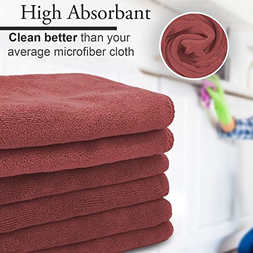 Sassoon Highly Absorbent Microfiber Cleaning Cloth in 450 GSM (12 Pcs, Crimson) 40X40 cms- Thick Lint & Streak-Free Multipurpose Cloths-Automotive Microfiber Towels for Car Bike Cleaning - Image 2