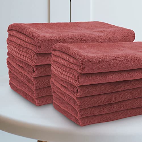 Sassoon Highly Absorbent Microfiber Cleaning Cloth in 450 GSM (12 Pcs, Crimson) 40X40 cms- Thick Lint & Streak-Free Multipurpose Cloths-Automotive Microfiber Towels for Car Bike Cleaning - Image 1