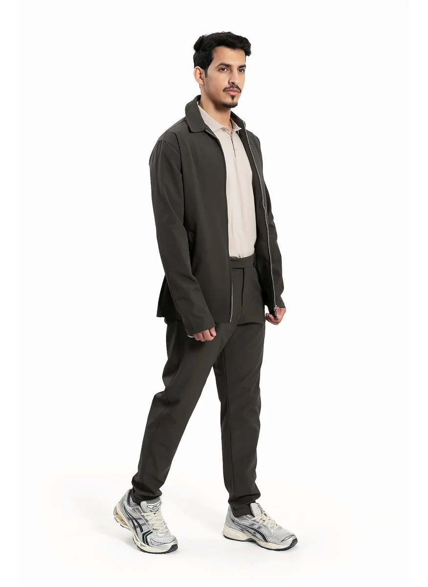 Wecre8 Men Dark Gray Jacket and Pants Set By WECRE8