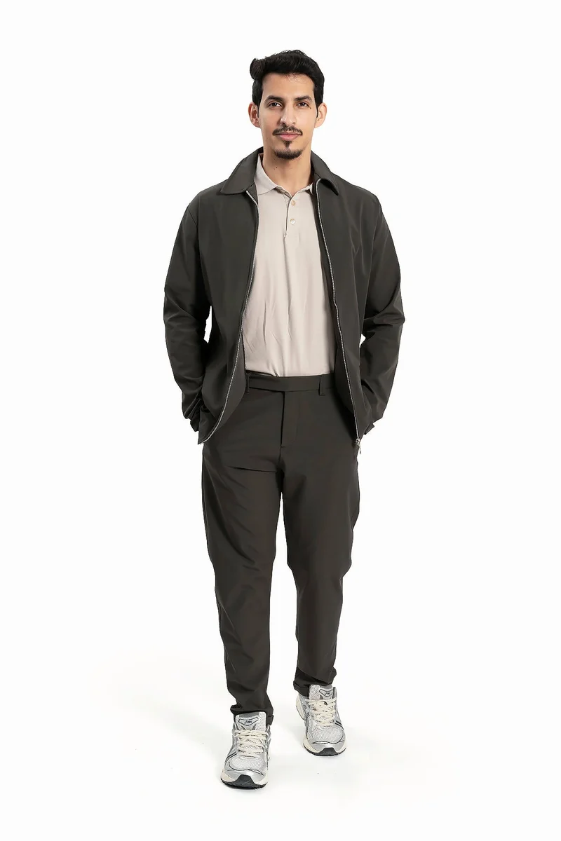 Wecre8 Men Dark Gray Jacket and Pants Set By WECRE8
