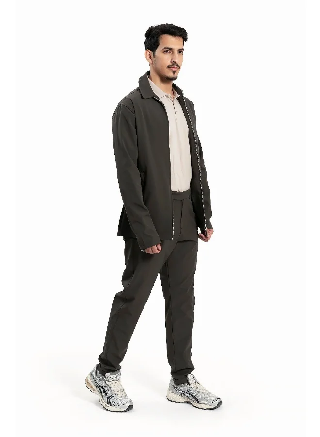 Wecre8 Men Dark Gray Jacket and Pants Set
