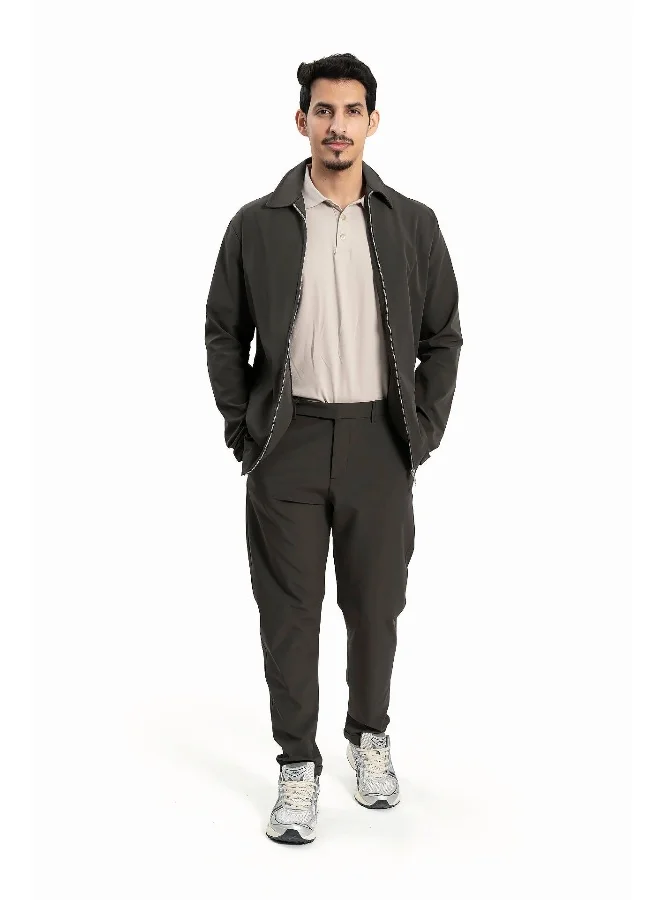 Wecre8 Men Dark Gray Jacket and Pants Set
