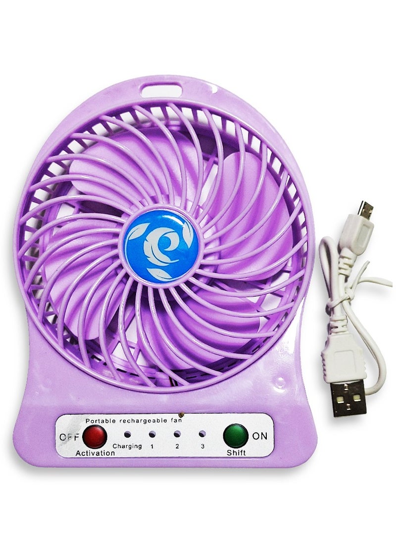 Portable Mini Fan USB Rechargeable battery Cute 1.5W Small Electric Fan For School  ( purple ) - Image 1