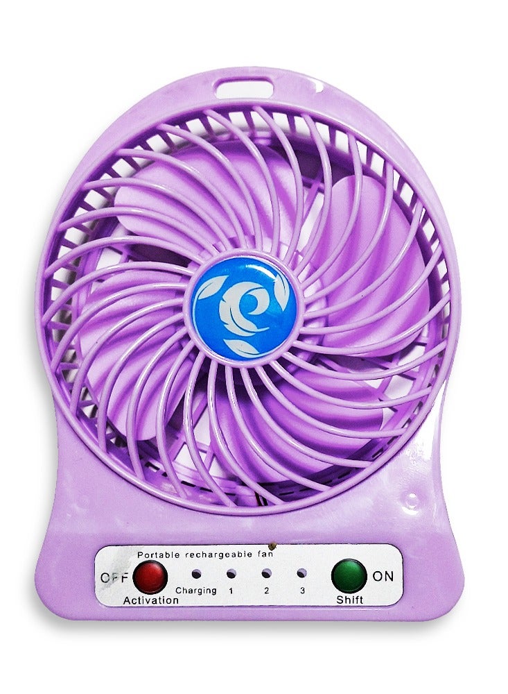 Portable Mini Fan USB Rechargeable battery Cute 1.5W Small Electric Fan For School  ( purple ) - Image 3