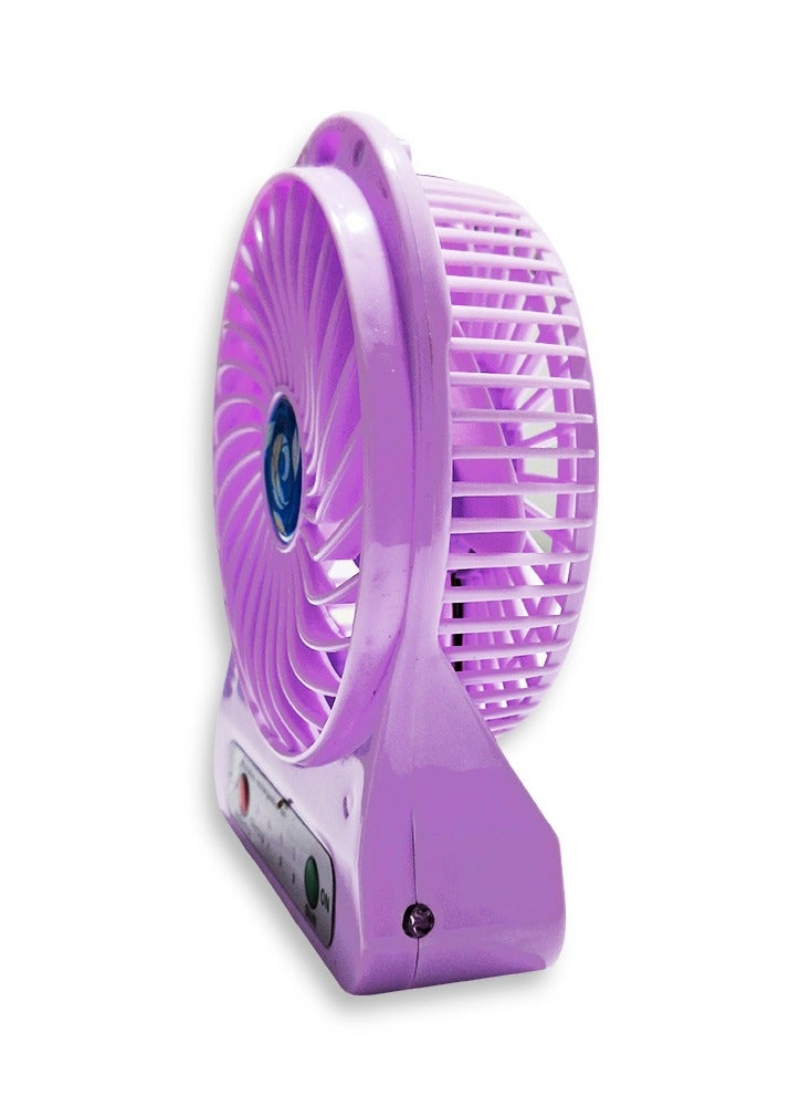 Portable Mini Fan USB Rechargeable battery Cute 1.5W Small Electric Fan For School  ( purple ) - Image 2