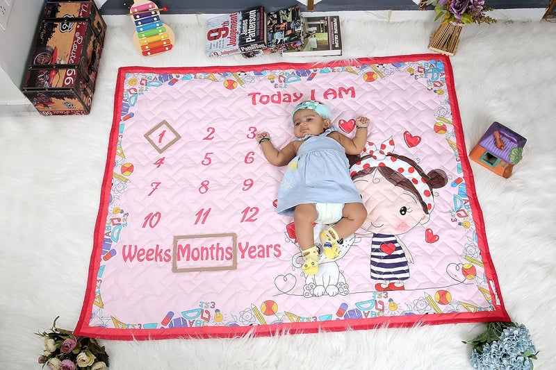 NEW COMERS Milestone Baby Blanket for All Season Multiuse Cotton Blanket Prop for SummerWinterAc Room Blankets for KidsNew Born Monthly Photoshoot Thread Count 80153 135x115x2cm 512