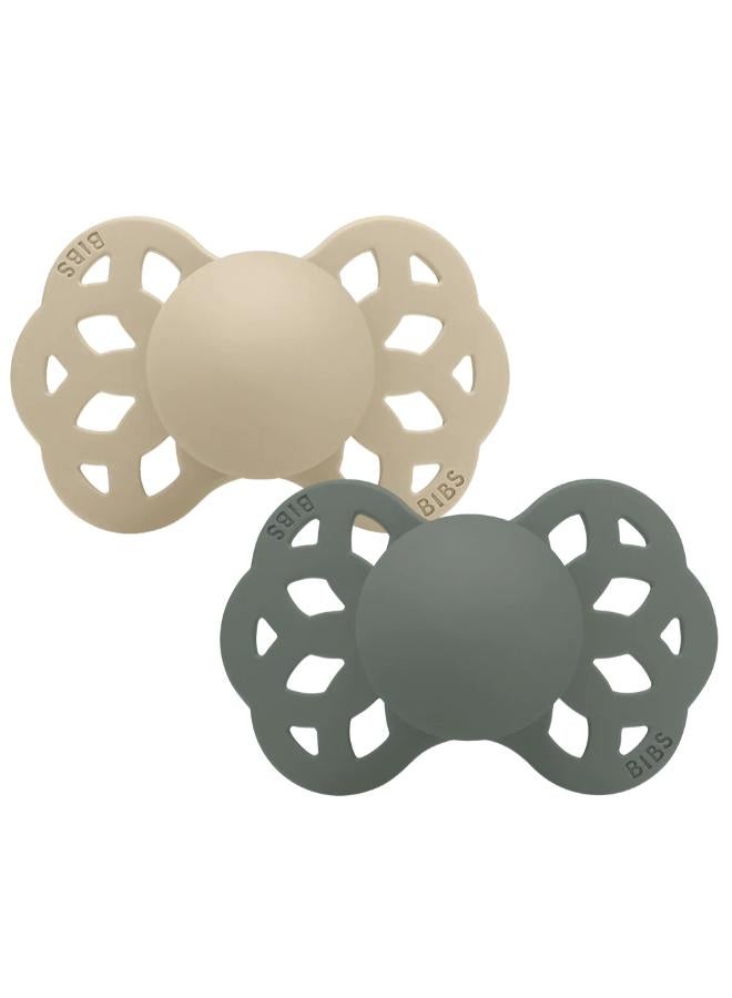 BIBS Studio Color Baby Pacifier 2-PACK Latex Size 1 Jasmine/Ivory Mix - Image 1