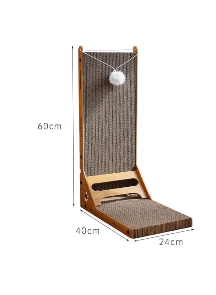 A.M Cat Scratch Board Cardboard Corrugated L-Type Vertical, With Fur Ball Cat Toys, To Protect The Wall, Can Be Placed Anywhere - Image 2