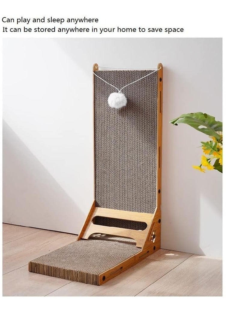A.M Cat Scratch Board Cardboard Corrugated L-Type Vertical, With Fur Ball Cat Toys, To Protect The Wall, Can Be Placed Anywhere - Image 3