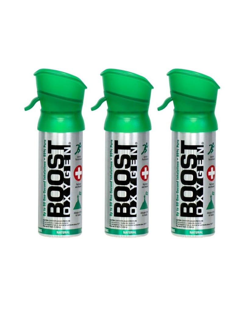 BOOST OXYGEN Pocket Size Natural 3L Canister | Respiratory Support for Aerobic Recovery, Altitude, Performance & Health (3 Pack)  - Image 1