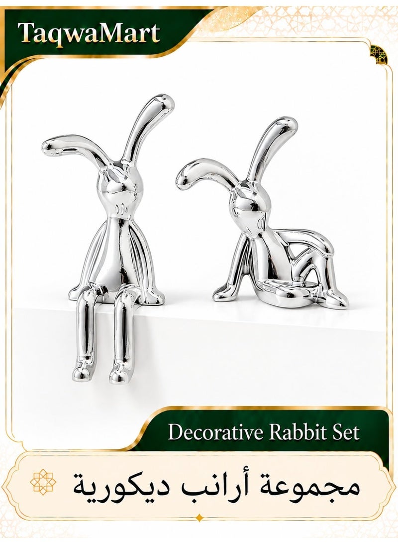 TaqwaMart Set of 2Rabbit Car Ornaments Light Luxury Ornaments Cute Car Interiors Car Decorations Creative Car Centre Console Jewelry - Image 1