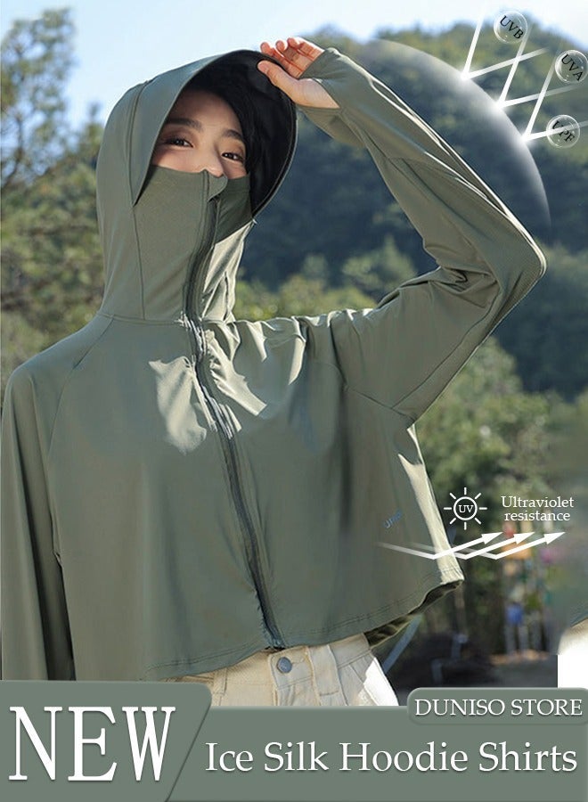 DUNISO Lightweight Sun Protection Clothing For Women, UPF 50+ Long Sleeve Sun Protection Hoodie Shirt, Long Sleeve Ice Silk Hoodie Shirts for Outdoor Climbing Hiking - Image 1
