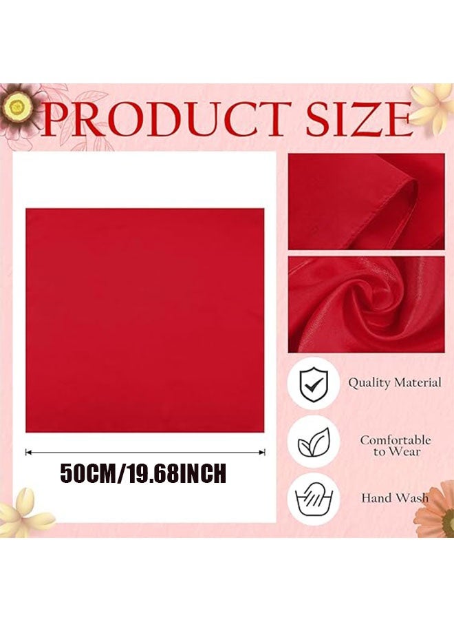 Happy D 4-piece set of 19.68-inch silk-feel scarves and silk headscarves for women, breathable and stylish burgundy square scarves, can be used for handbags - Image 2