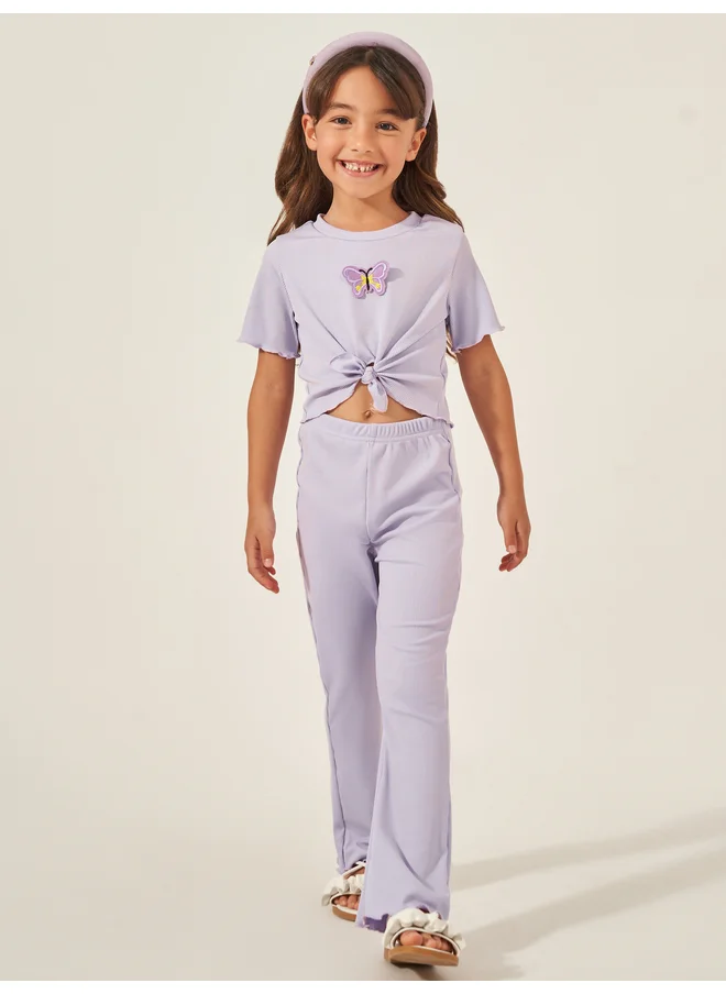 ستايلي Styli toddler girls tie front top and pants set